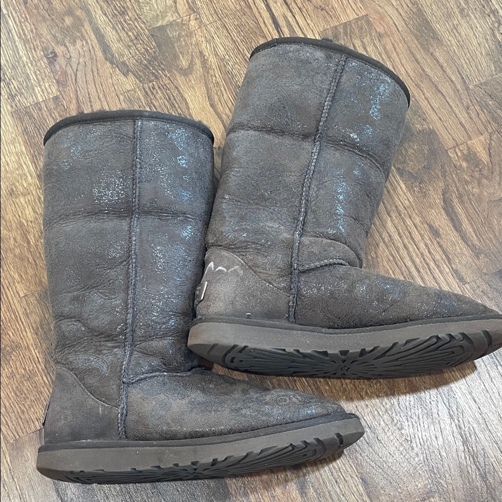Tall Ugg Boots - Brown Paisley Pattern